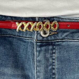 Vintage Paloma Picasso Italian Red Leather XXXOOO Belt